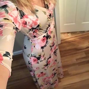 Wren & Ivory 3/4 length sleeve long maxi dress